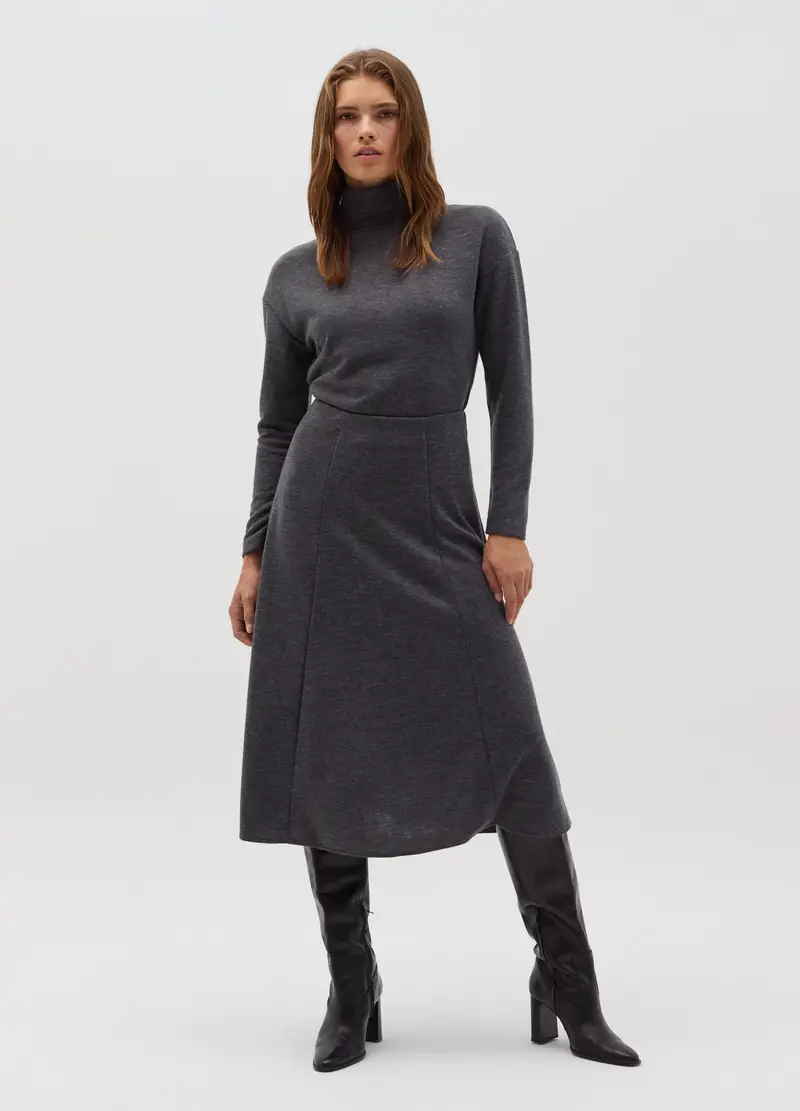 Gonna Midi A Ruota, Donna, Grigio