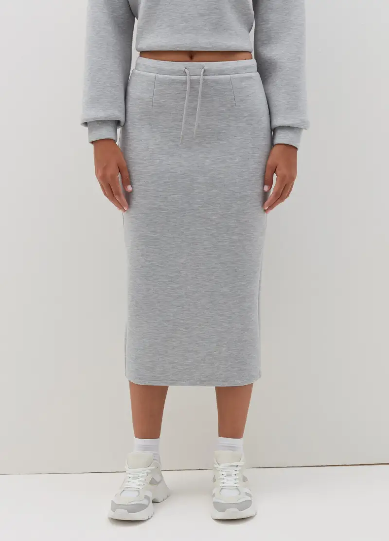 Gonna Midi A Tubo In Neoprene, Donna, Grigio miniatura 2