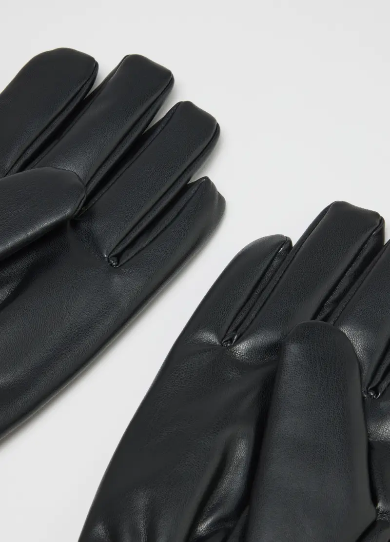 Guanti Neri Foderati, Uomo, Nero miniatura 2