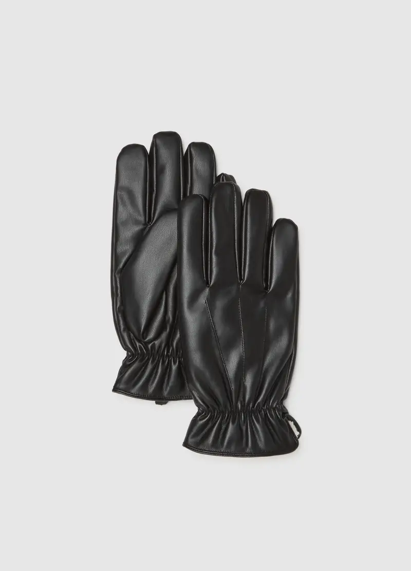 Guanti Neri Foderati, Uomo, Nero