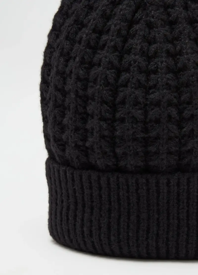 OVS, Berretto A Coste Con Risvolto, Donna, Nero miniatura 3