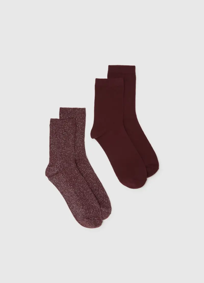 OVS , Bipack Calzini In Misto Cotone Rosso Elasticizzati, Donna, Rosso