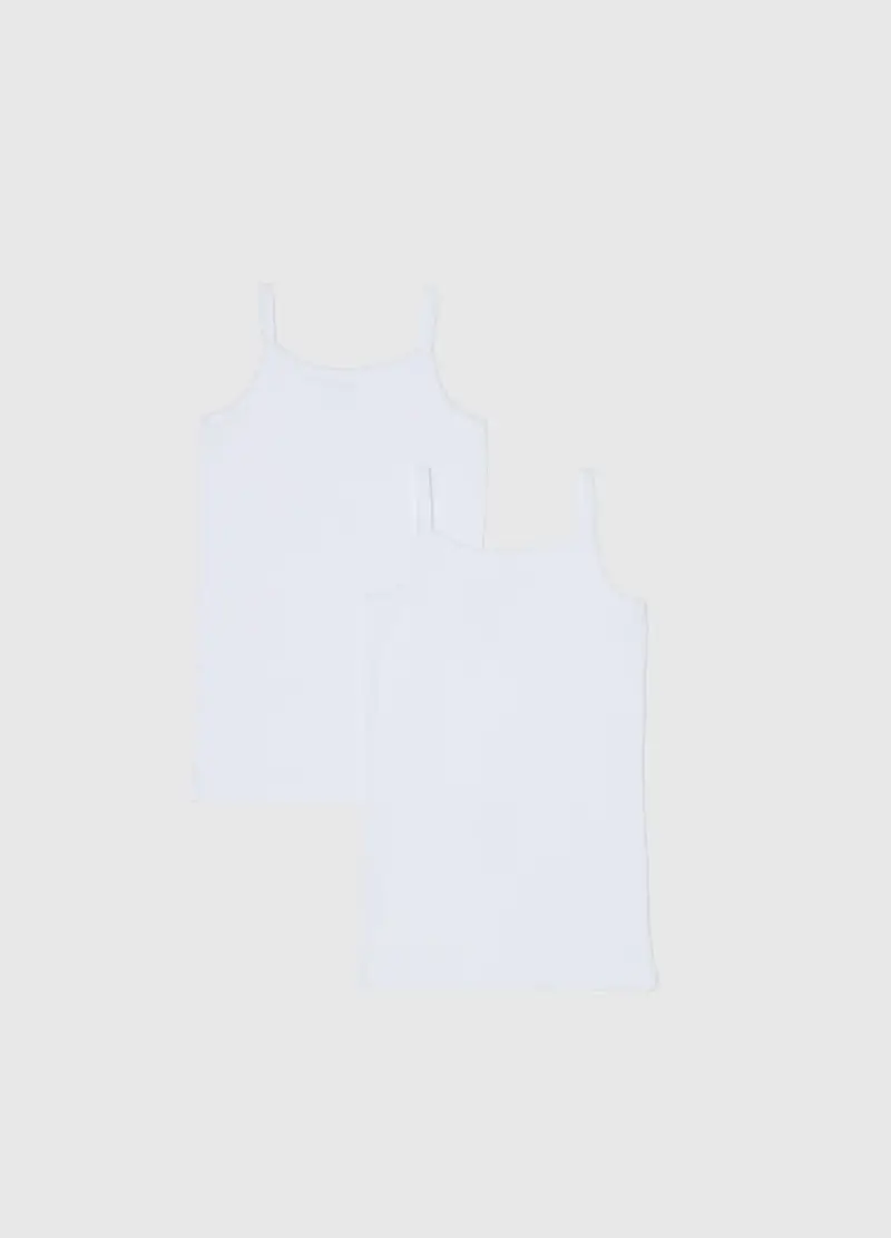 OVS, Bipack Canottiere Bianche Da Bambina In Puro Cotone Regular Fit, Unisex, Bianco miniatura 2
