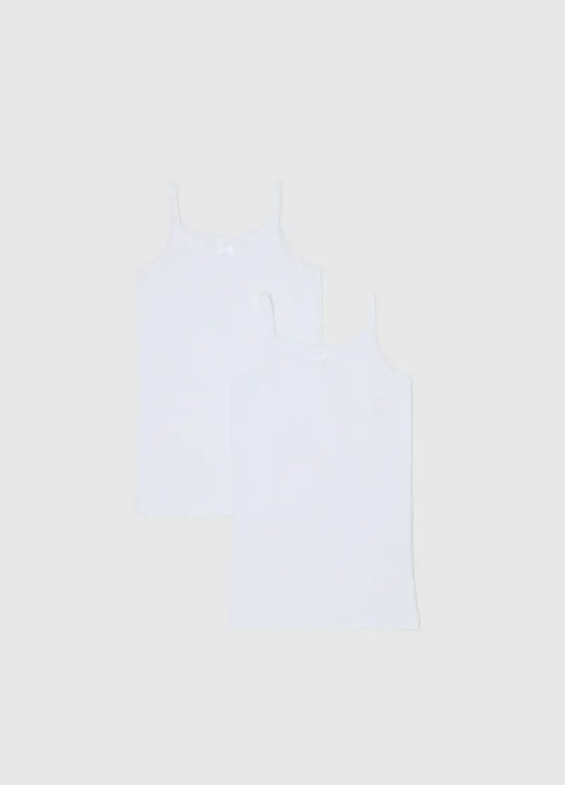 OVS, Bipack Canottiere Bianche Da Bambina In Puro Cotone Regular Fit, Unisex, Bianco