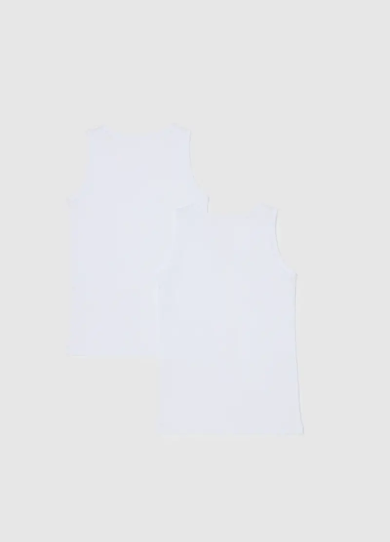 OVS, Bipack Canottiere Bianche Da Bambina In Puro Cotone Regular Fit, Unisex, Bianco miniatura 2