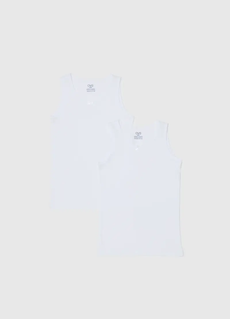 OVS, Bipack Canottiere Bianche Da Bambina In Puro Cotone Regular Fit, Unisex, Bianco