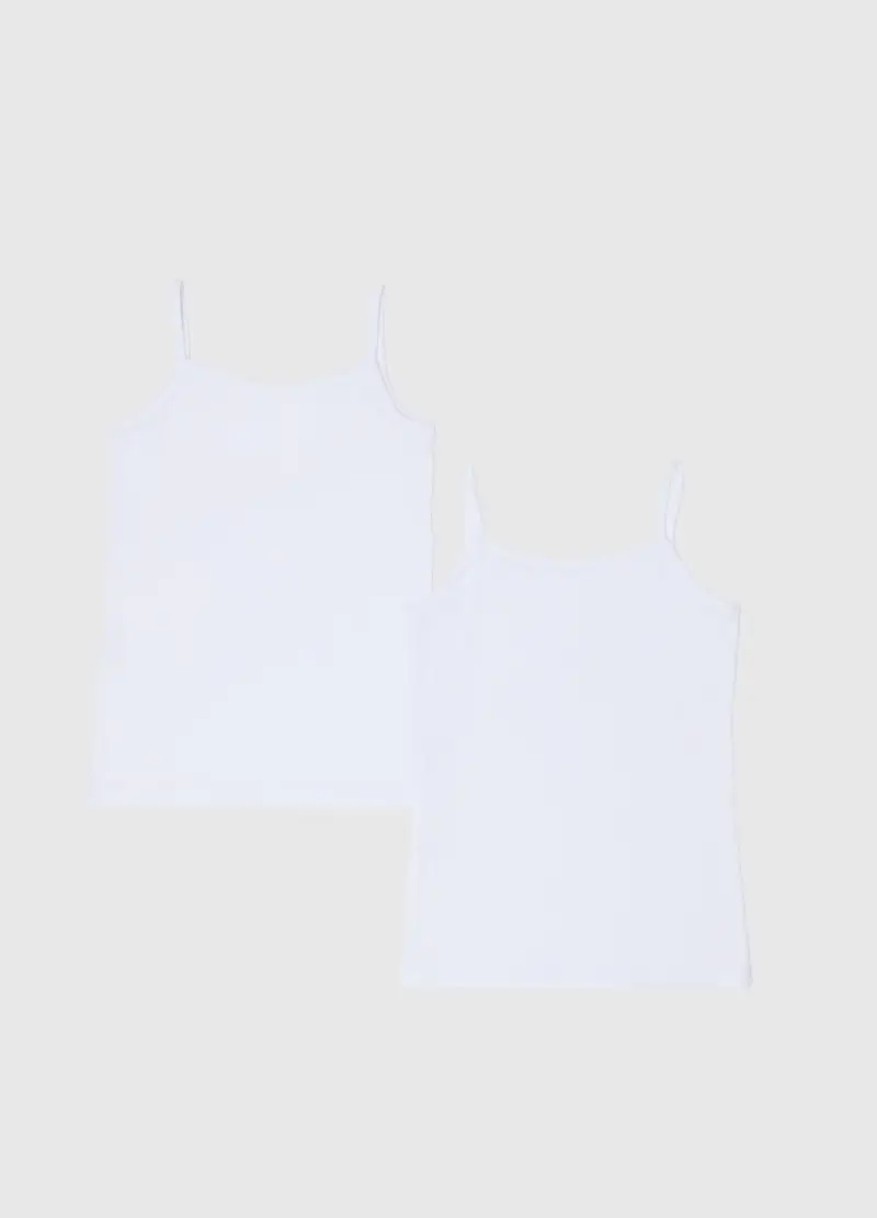 OVS, Bipack Canottiere In Cotone Elasticizzato Bianco Da Bambina Regular Fit, Unisex, Bianco miniatura 2