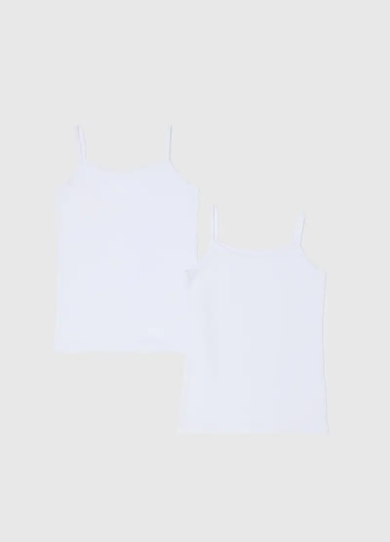 OVS , Bipack Canottiere In Cotone Elasticizzato Bianco Da Bambina Regular Fit, Unisex, Bianco