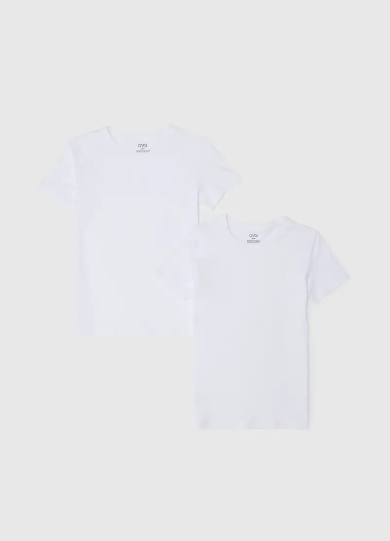OVS , Bipack T-shirt In Cotone Elasticizzato Bianco Da Bambino Regular Fit, Unisex, Bianco