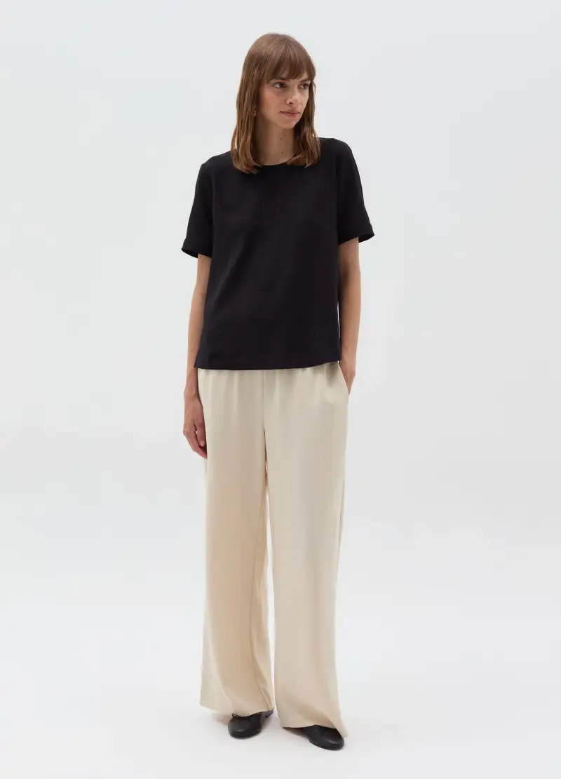 OVS, Blusa Effetto Crinkle Con Spacchetti, Donna, Nero miniatura 2