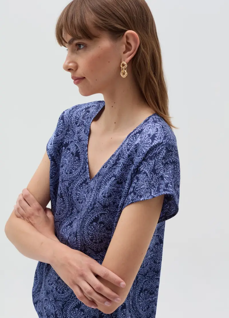 OVS , Blusa In Satin Con Scollo A V, Donna, Multicolor