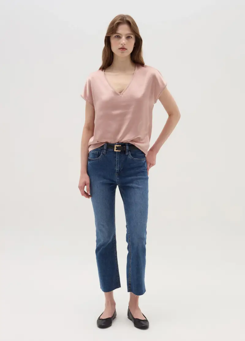 OVS, Blusa In Satin Con Scollo A V, Donna, Rosa miniatura 2