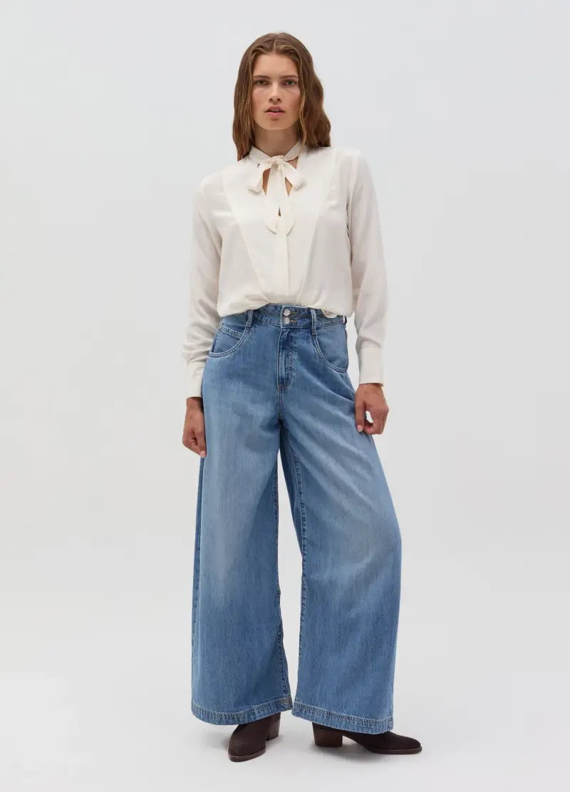 OVS , Blusa In Viscosa Con Foulard A Fiocco, Donna, Bianco