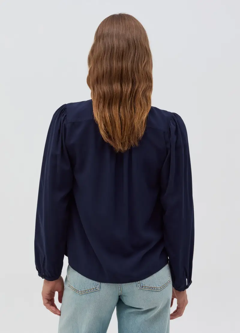 OVS, Blusa In Viscosa Con Foulard, Donna, Blu miniatura 3
