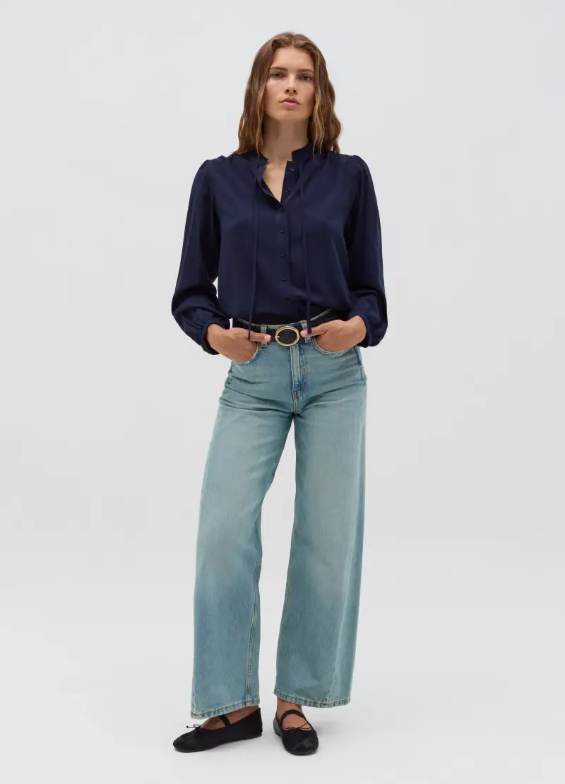 OVS , Blusa In Viscosa Con Foulard, Donna, Blu