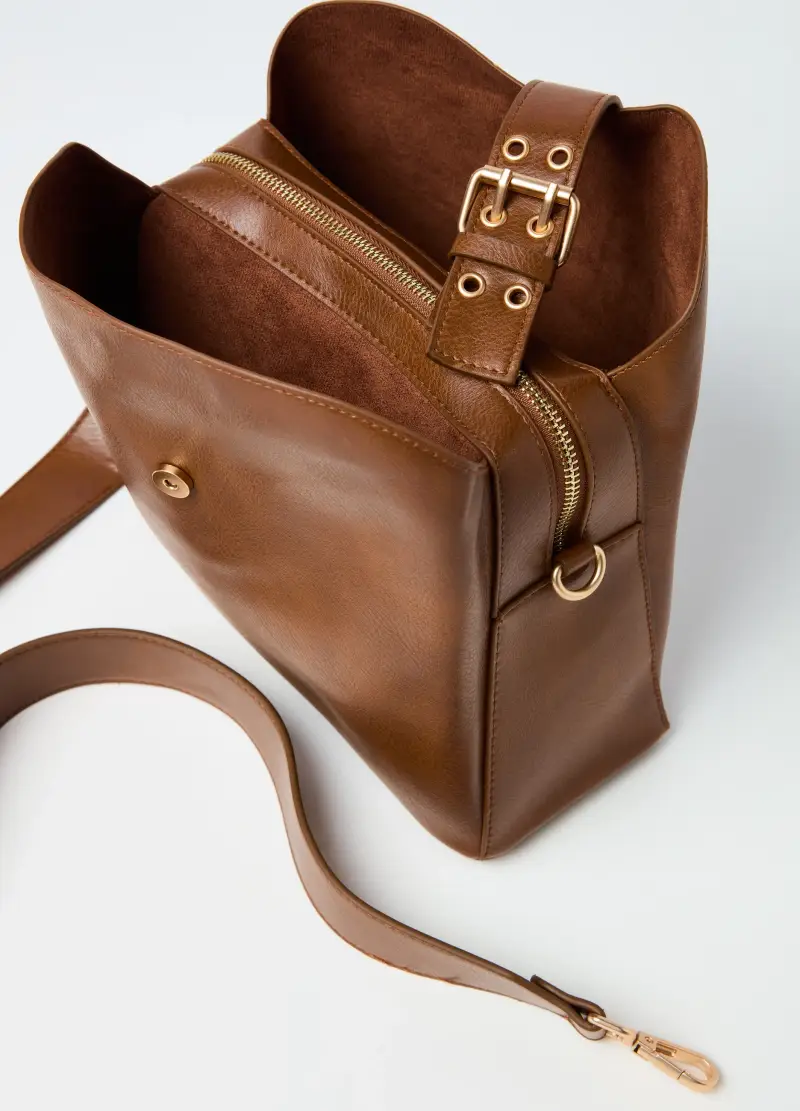 OVS, Borsa A Secchiello Con Tasche Esterne, Donna, Marrone miniatura 3