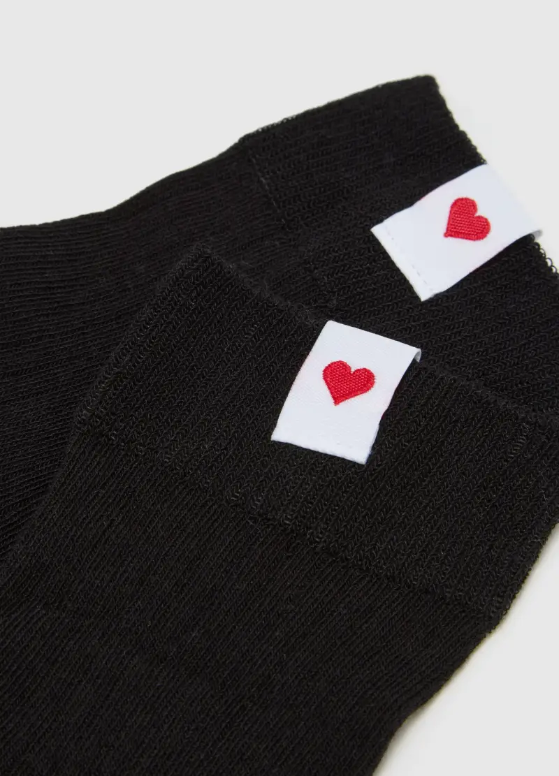 OVS, Calzini In Misto Cotone Neri Elasticizzati Con Cuore, Donna, Nero miniatura 3
