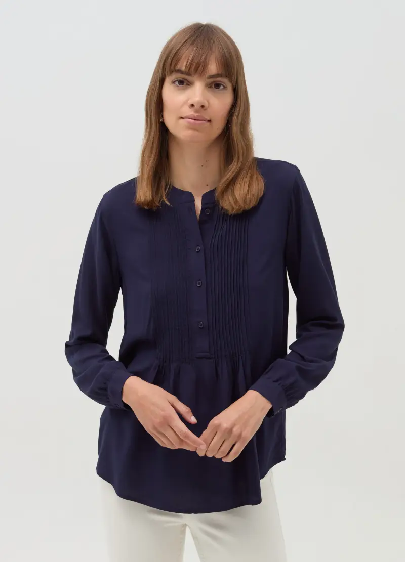 OVS, Camicia Con Dettaglio A Pieghe, Donna, Blu miniatura 2