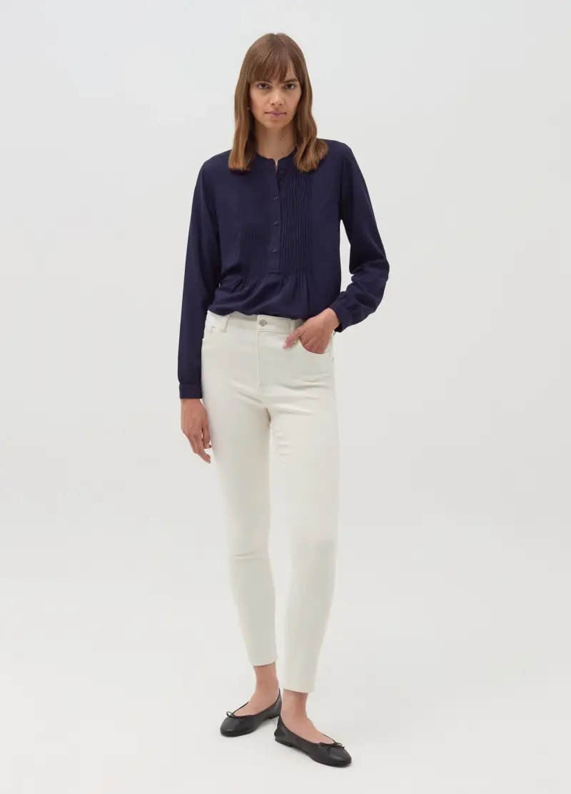 OVS, Camicia Con Dettaglio A Pieghe, Donna, Blu