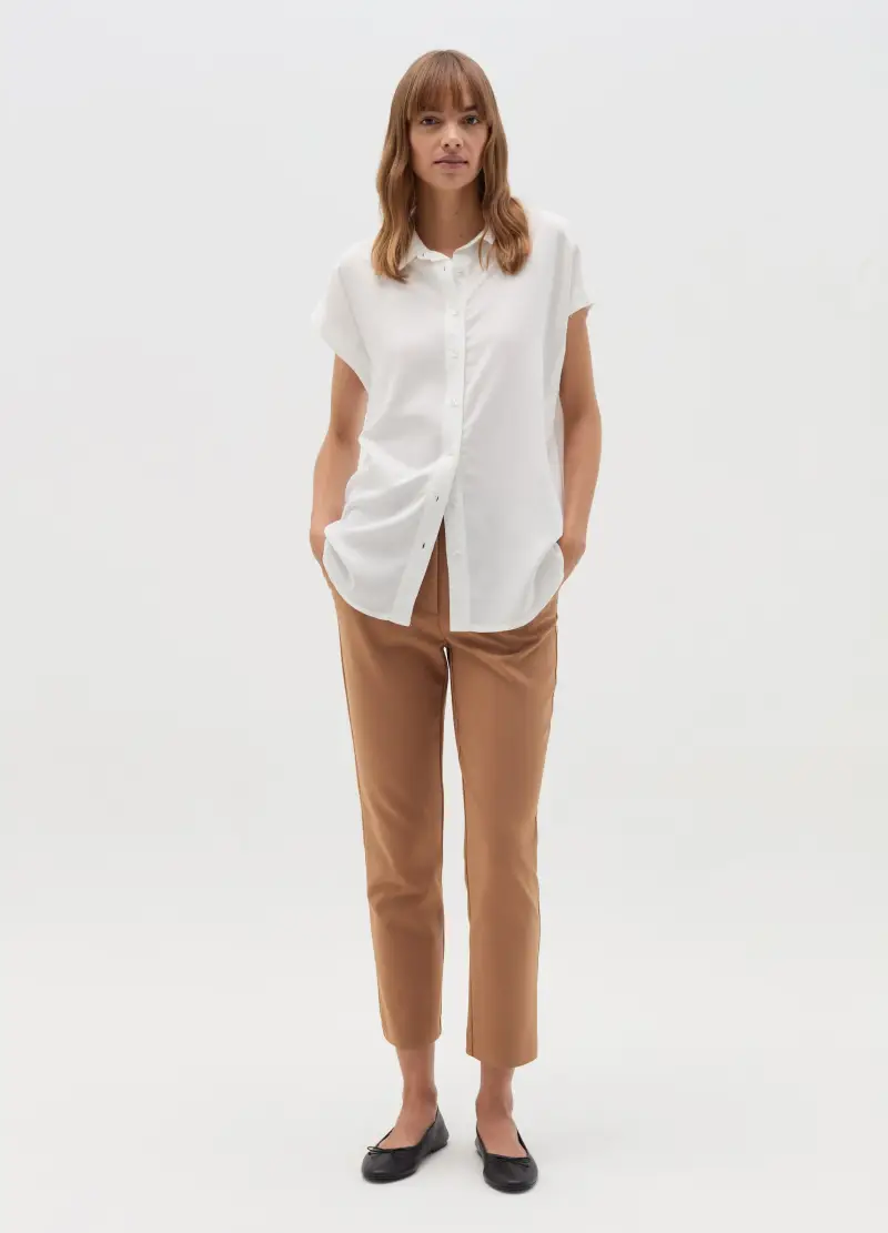 OVS, Camicia Con Maniche Corte A Kimono, Donna, Bianco miniatura 2