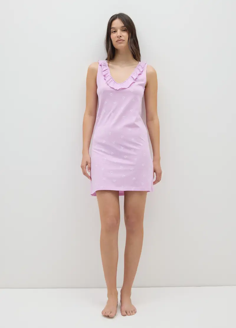 OVS , Camicia Da Notte Da Donna In Puro Cotone Viola, Viola