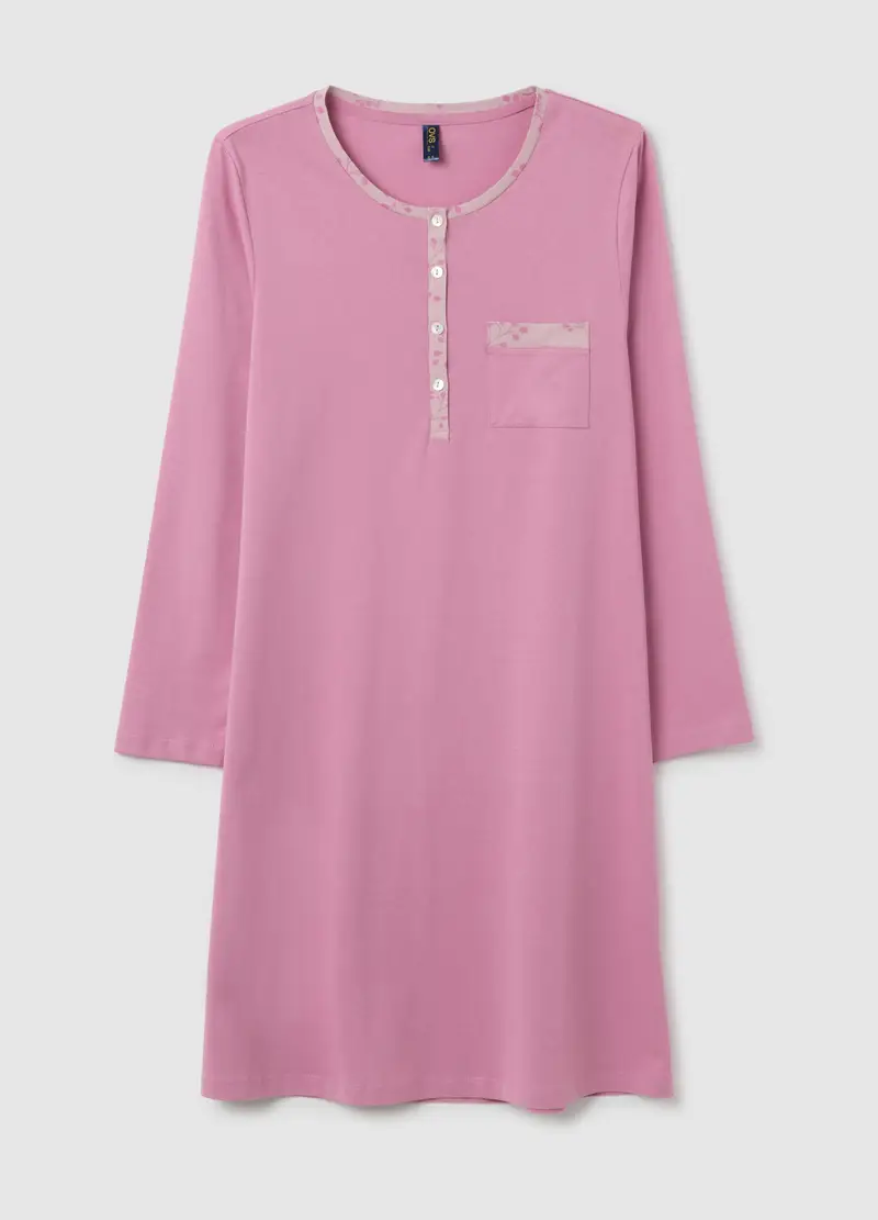 OVS, Camicia Da Notte Rosa In Cotone, Donna, Viola