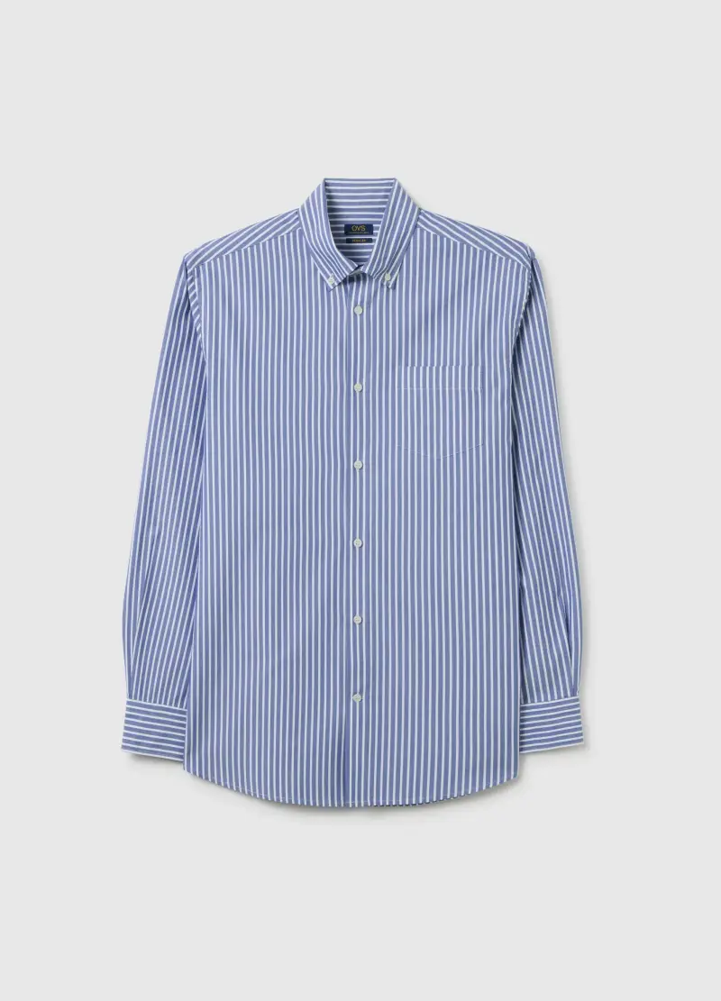 OVS, Camicia In Misto Cotone Blu Regular Fit, Uomo, Multicolor