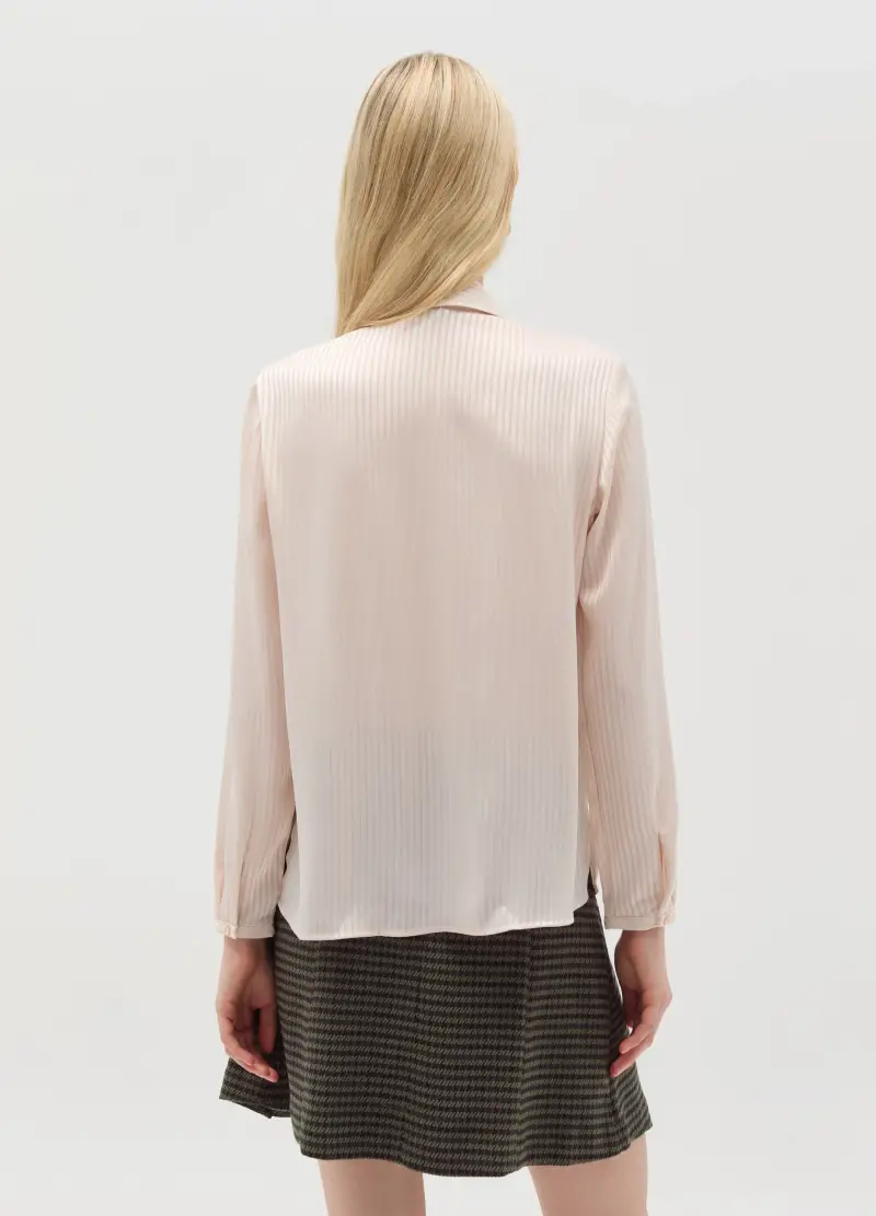 OVS, Camicia In Satin A Righe Con Volant, Donna, Rosa miniatura 3