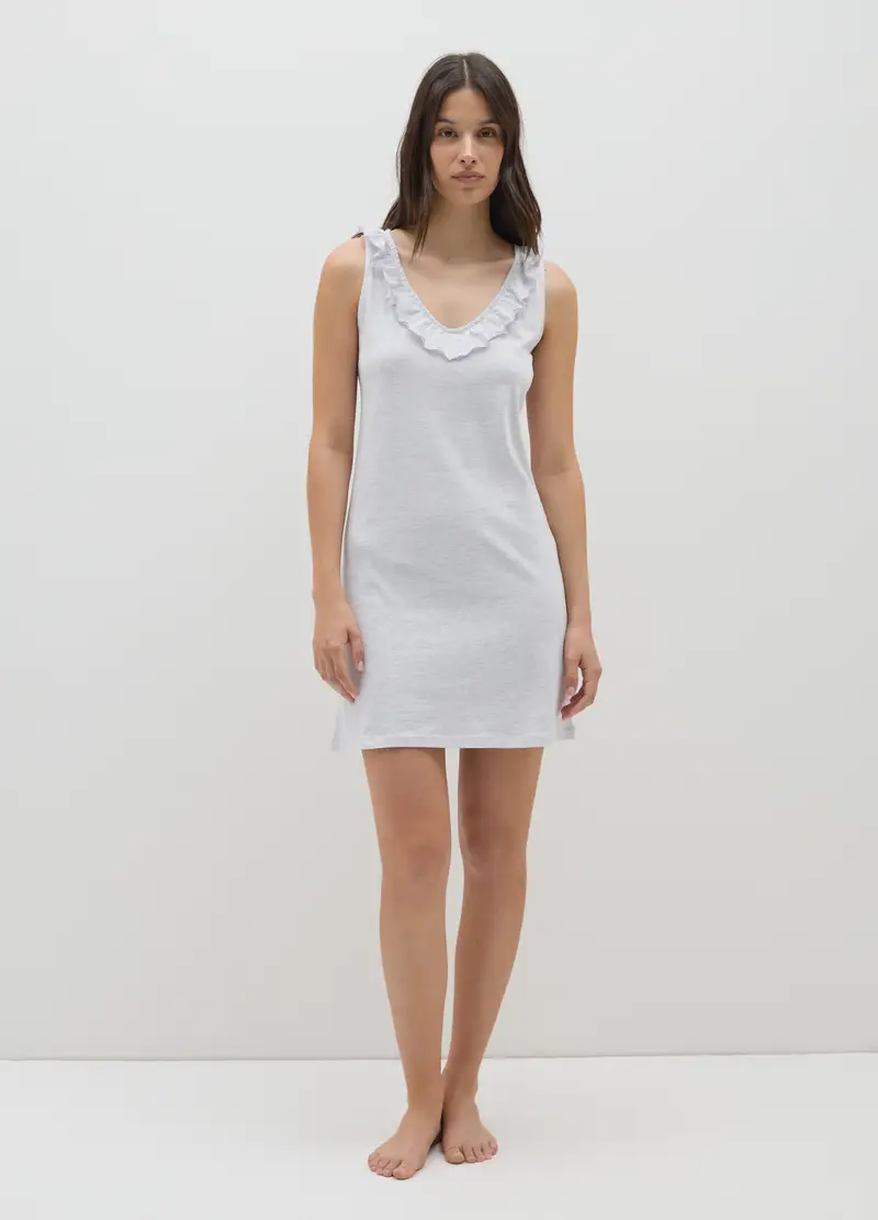 OVS , Camicia Lunga Da Donna In Cotone Grigia Con Volant, Grigio