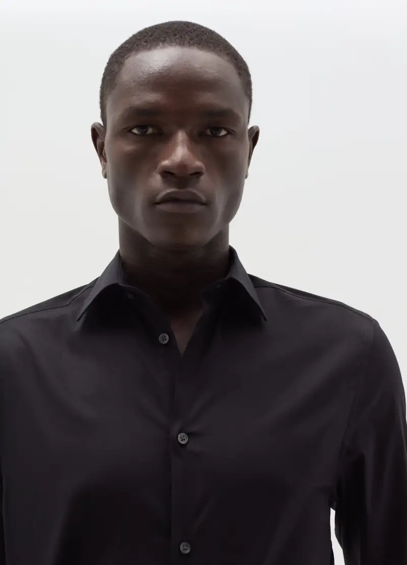 OVS, Camicia Regular Fit Tinta Unita, Uomo, Nero miniatura 2