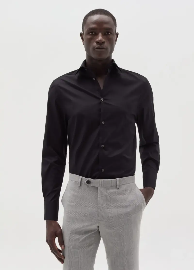 OVS , Camicia Regular Fit Tinta Unita, Uomo, Nero