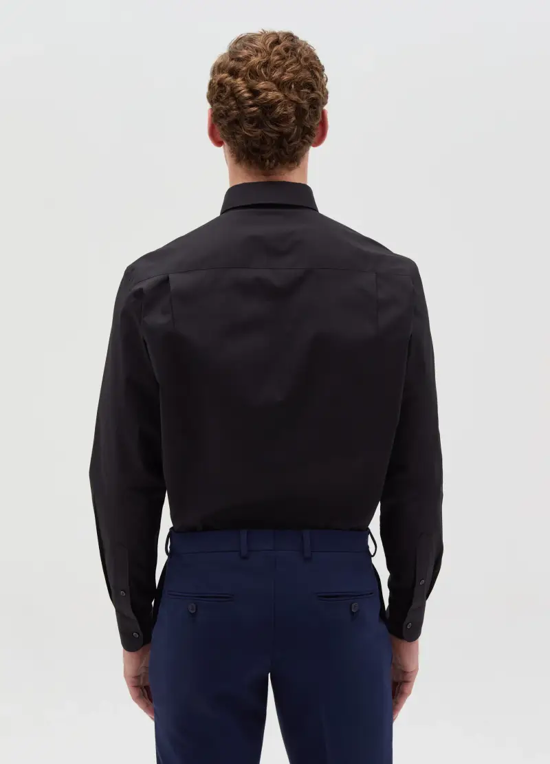 OVS, Camicia Regular Fit Tinta Unita, Uomo, Nero miniatura 3