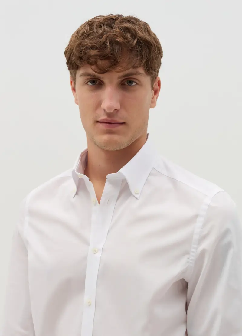 OVS, Camicia Slim Fit Button-down, Uomo, Bianco miniatura 3