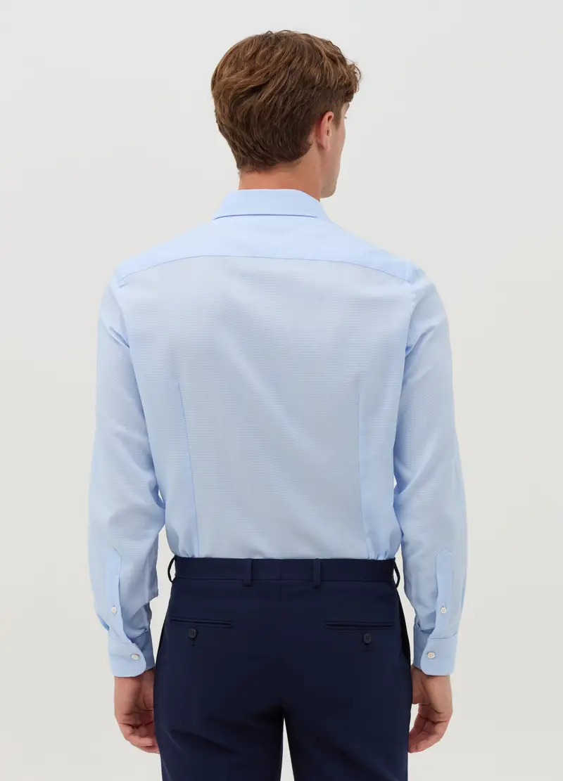 OVS, Camicia Slim Fit Con Micro Fantasia, Uomo, Azzurro miniatura 3