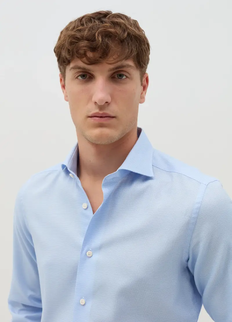 OVS , Camicia Slim Fit Con Micro Fantasia, Uomo, Azzurro