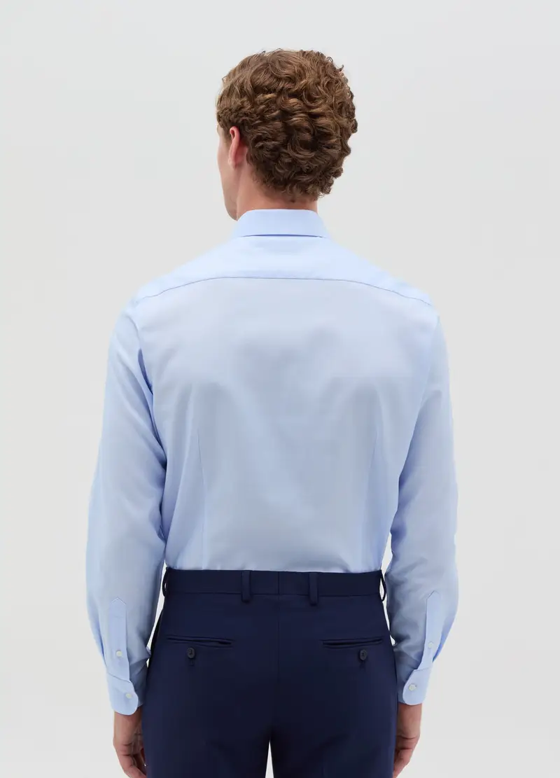 OVS, Camicia Slim Fit Easy Iron Tinta Unita, Uomo, Blu miniatura 3