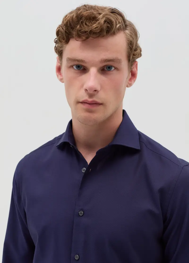 OVS, Camicia Slim Fit Easy Iron, Uomo, Blu miniatura 2