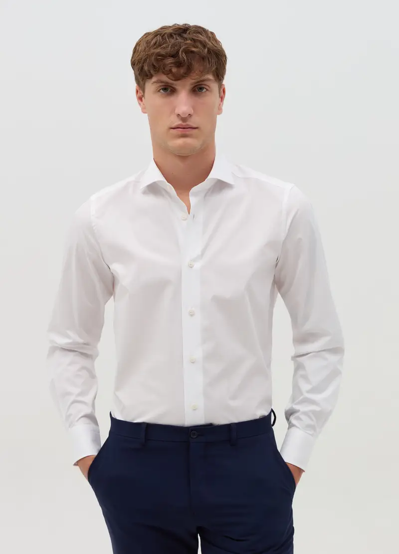 OVS, Camicia Slim Fit In Cotone, Uomo, Bianco miniatura 2