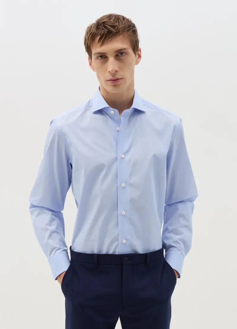 OVS, Camicia Slim Fit In Cotone, Uomo, Blu miniatura 2