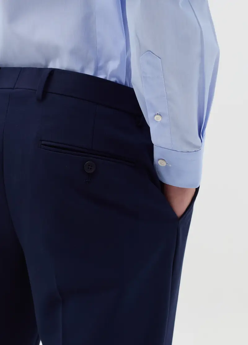 OVS, Camicia Slim Fit In Cotone, Uomo, Blu miniatura 3