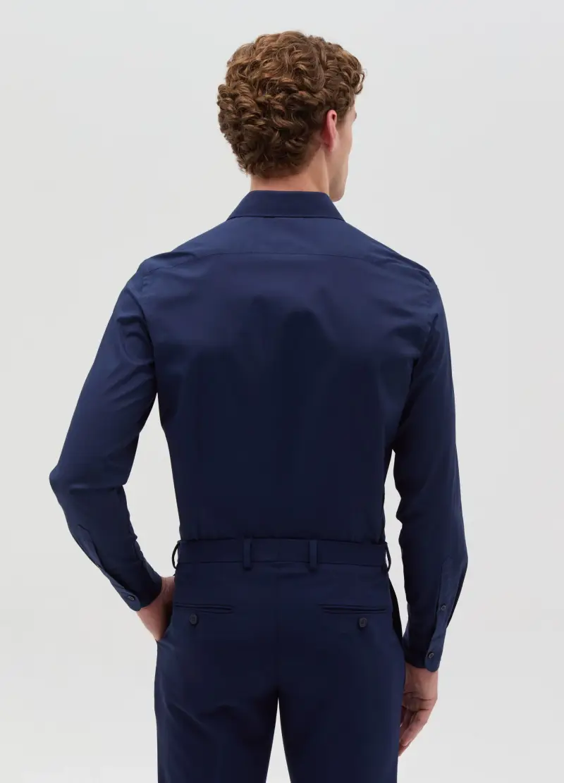 OVS, Camicia Slim Fit Tinta Unita, Uomo, Blu miniatura 3
