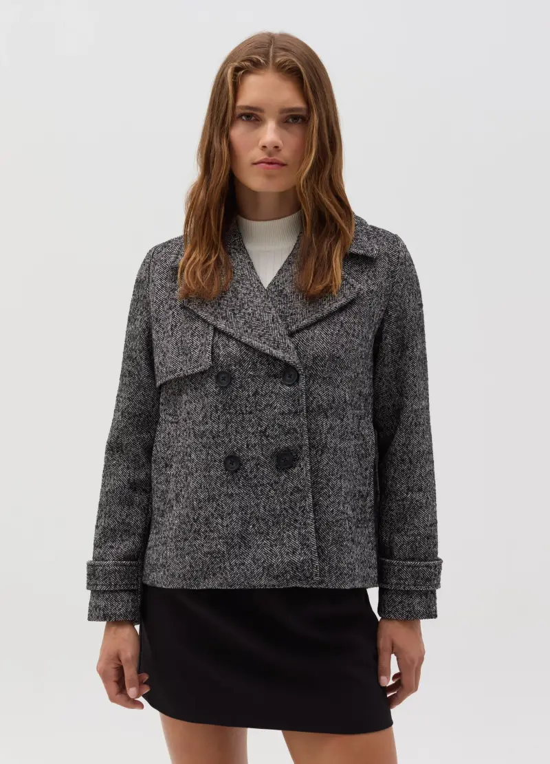 OVS, Cappotto Caban Doppiopetto A Spina Di Pesce, Donna, Multicolor miniatura 2