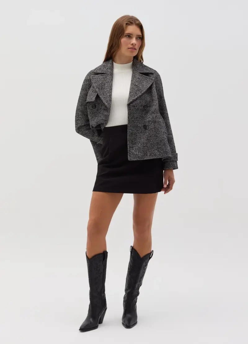 OVS , Cappotto Caban Doppiopetto A Spina Di Pesce, Donna, Multicolor