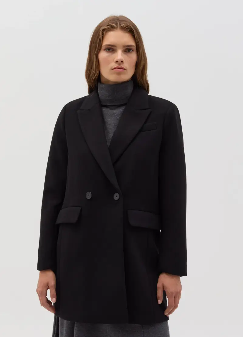 OVS, Cappotto Doppiopetto Tinta Unita, Donna, Nero miniatura 2