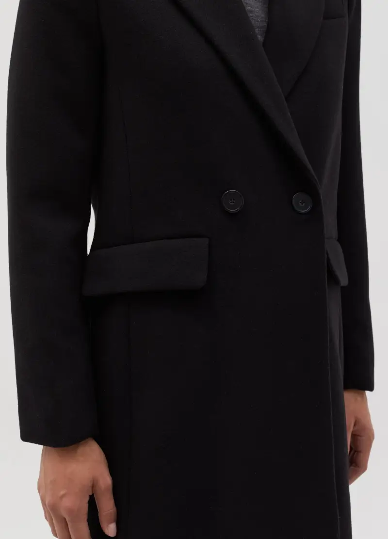 OVS, Cappotto Doppiopetto Tinta Unita, Donna, Nero miniatura 3