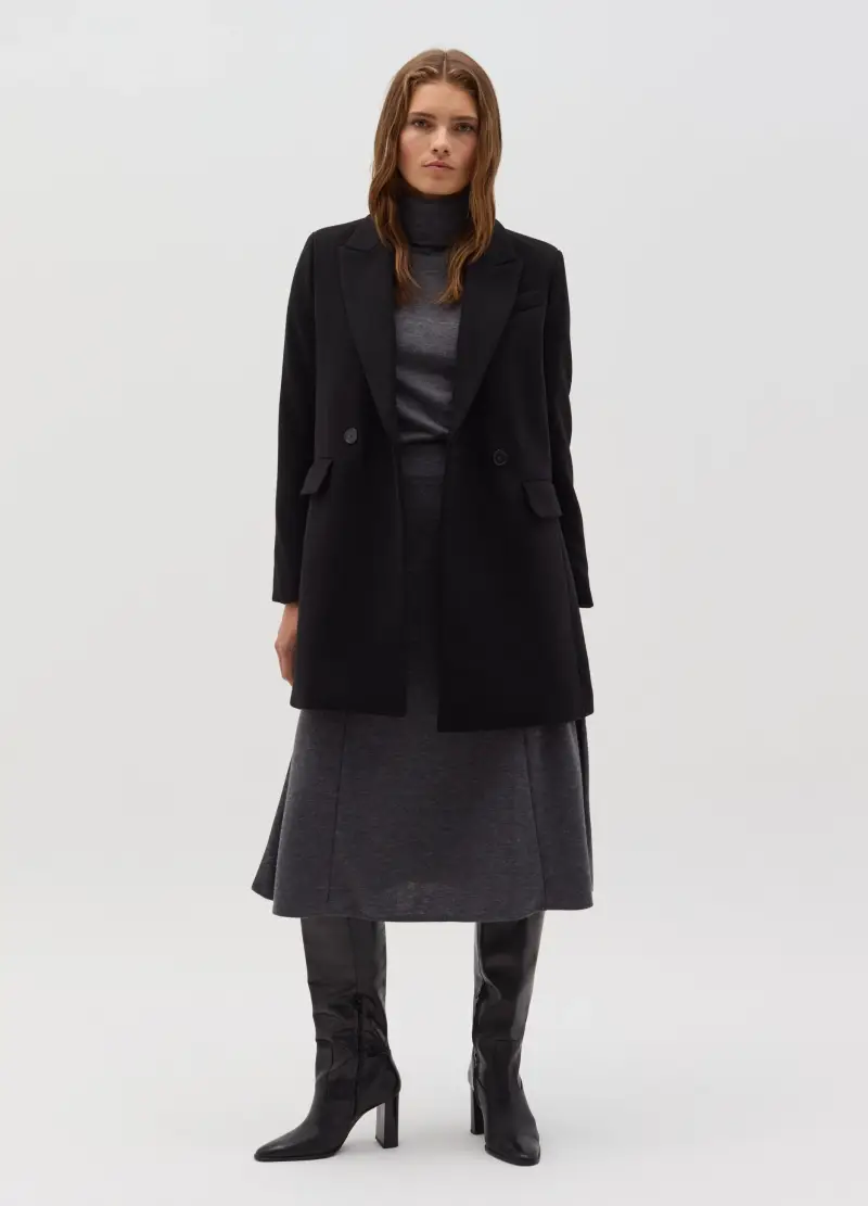 OVS , Cappotto Doppiopetto Tinta Unita, Donna, Nero