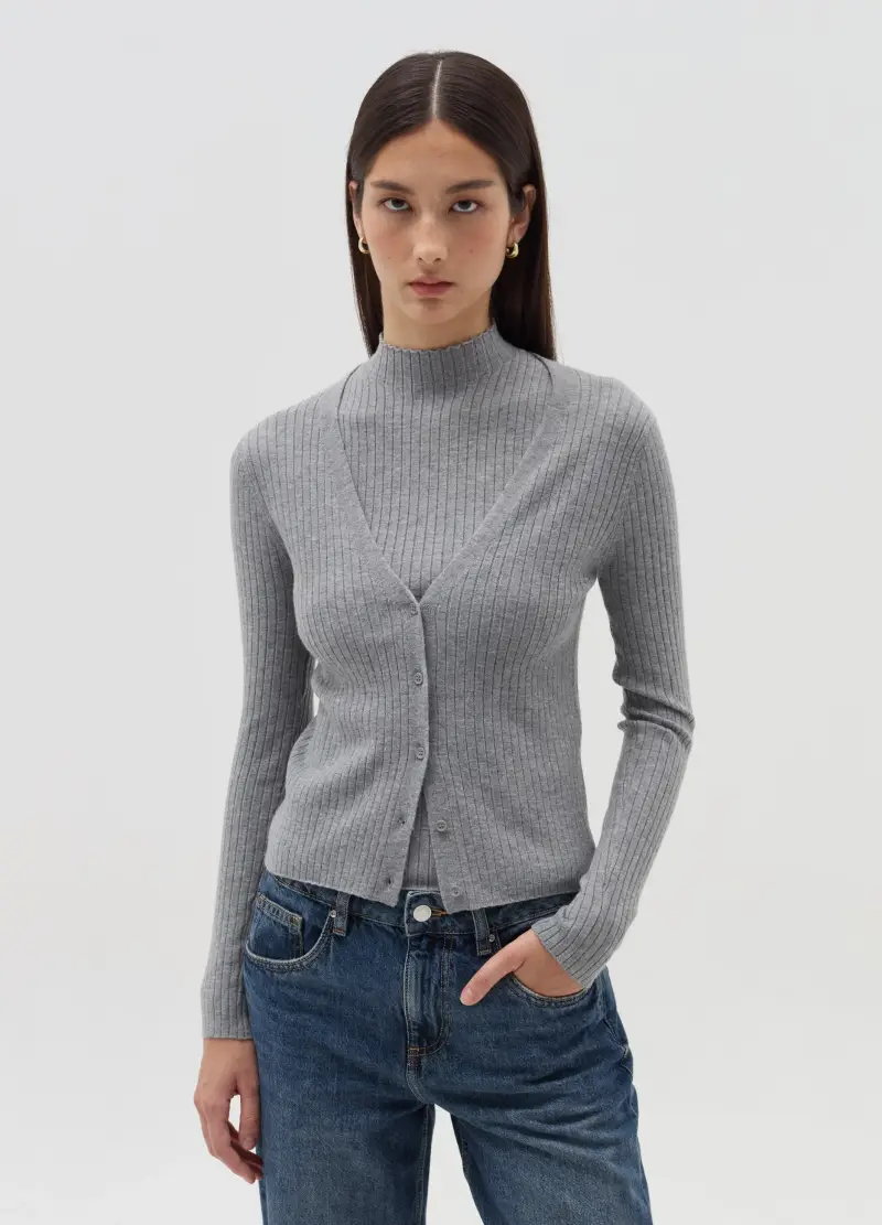 OVS HOUSEBRAND Cardigan Donna Grigio 2735553 miniatura 2