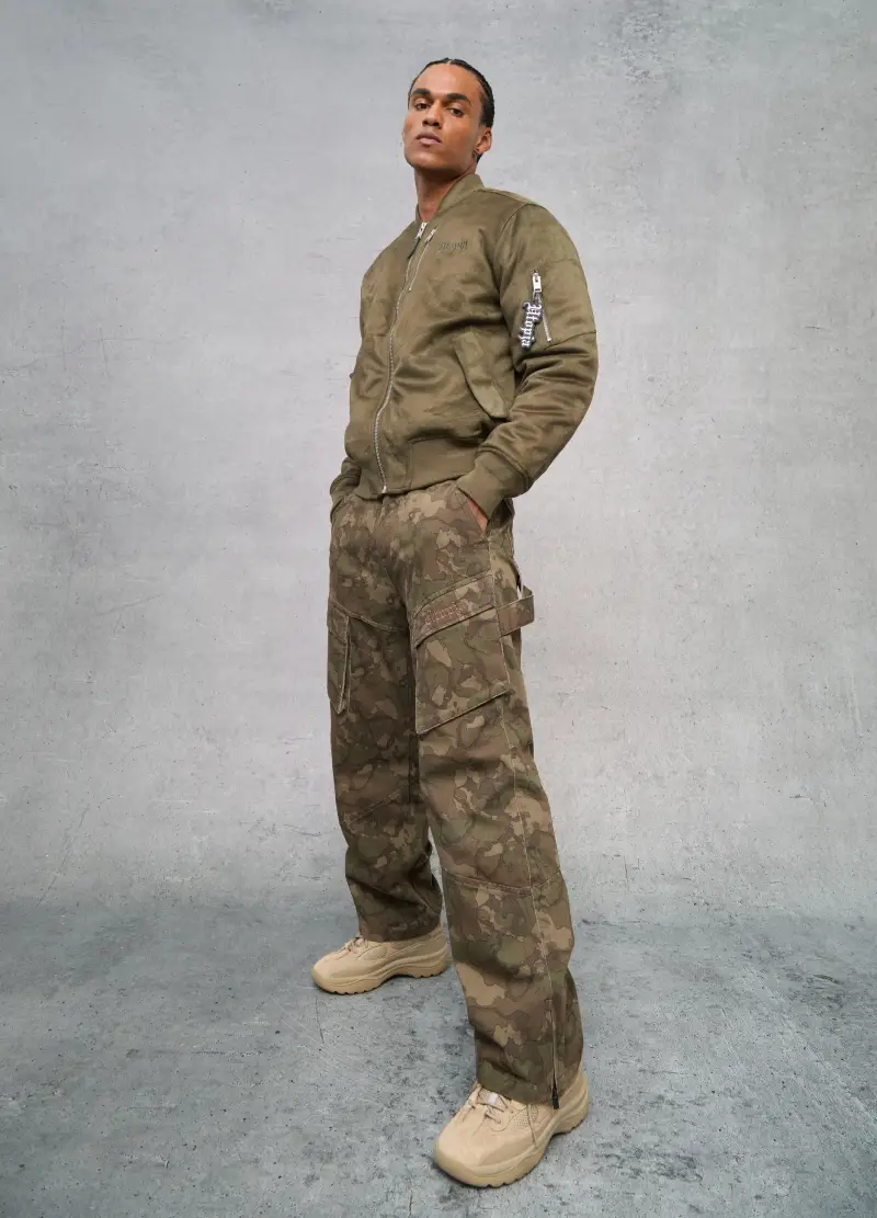 OVS , Cargo Denim Vintage Camouflage, Uomo, Multicolor