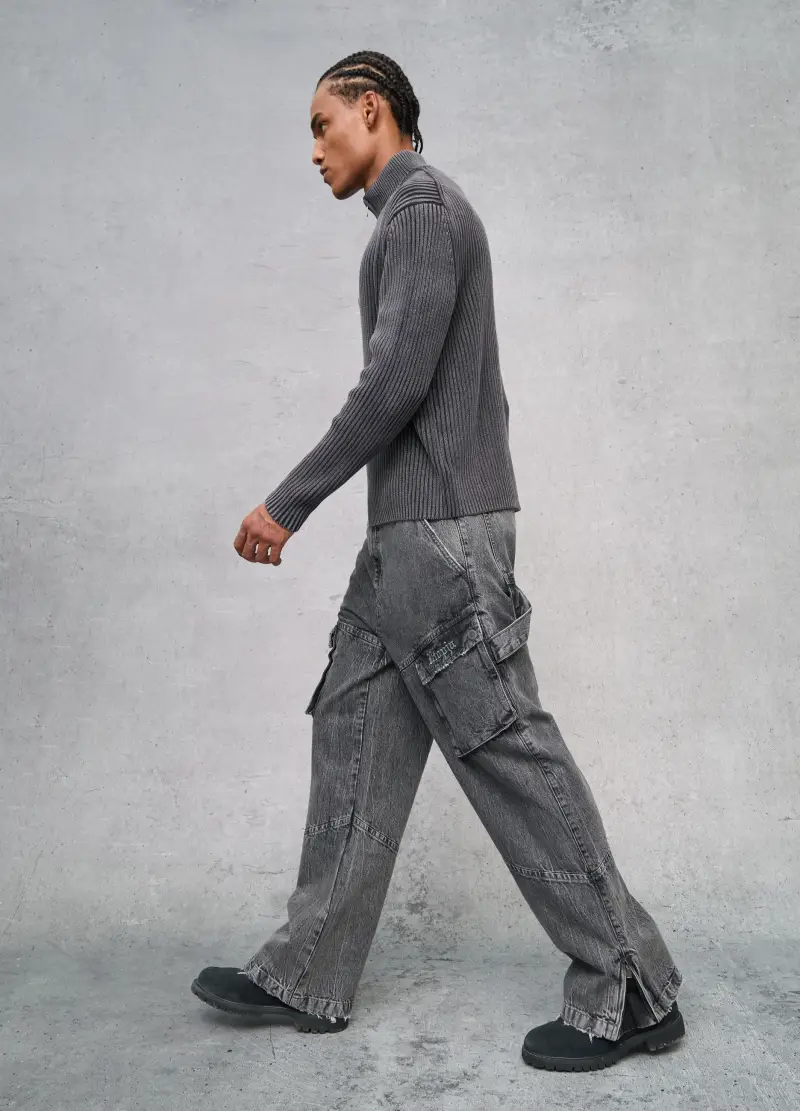 OVS , Cargo Denim Washed Grey, Uomo, Grigio