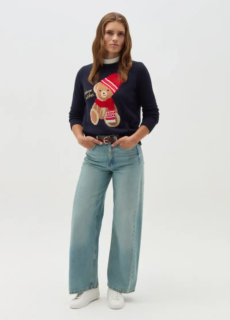 OVS , Christmas Jumper "warm Wishes", Donna, Blu